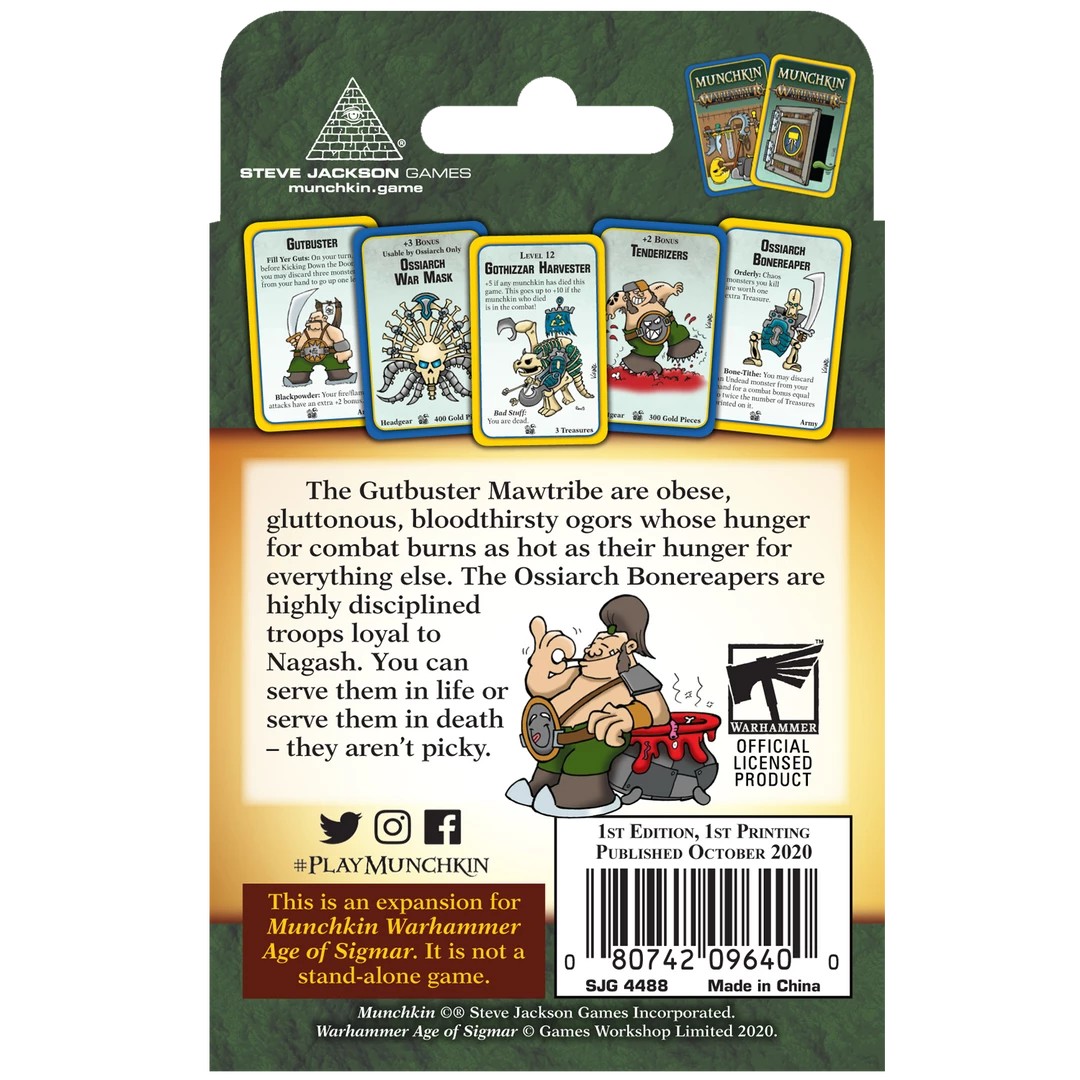 Steve Jackson Games Card Games Munchkin Warhammer Age Of Sigmar Expansion Guts And Gory