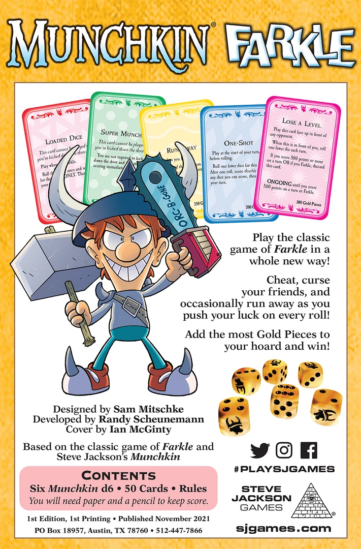 Steve Jackson Games Card Games Munchkin Farkle