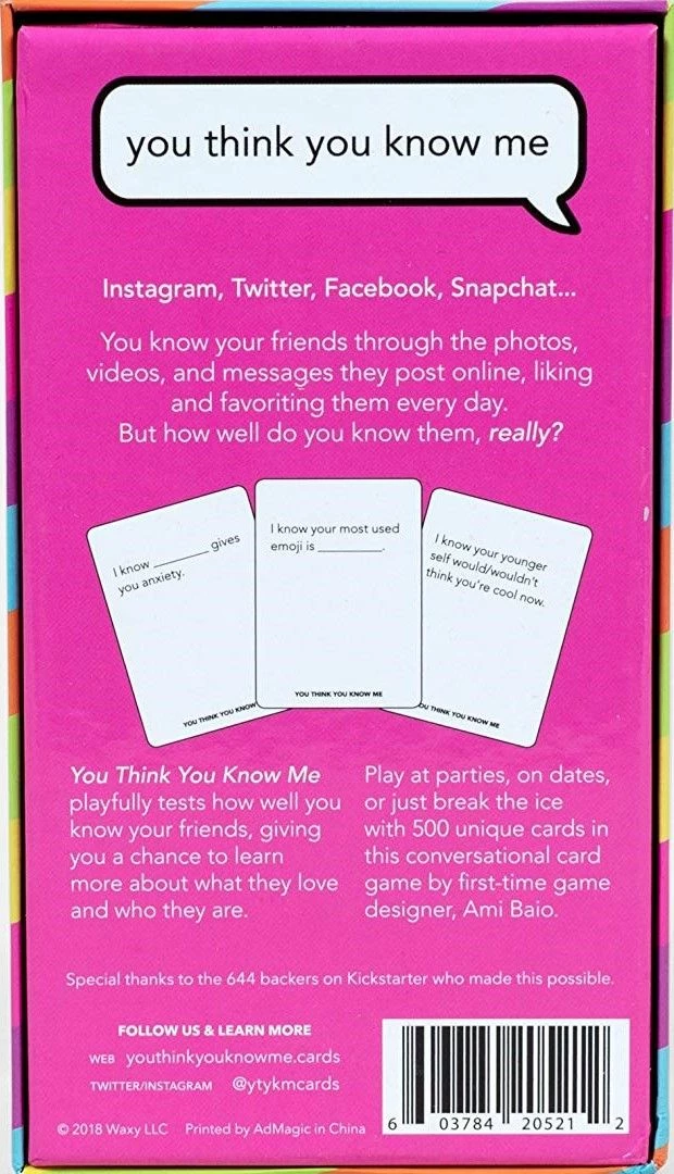 Pink Tiger Games You Think You Know Me Card Games